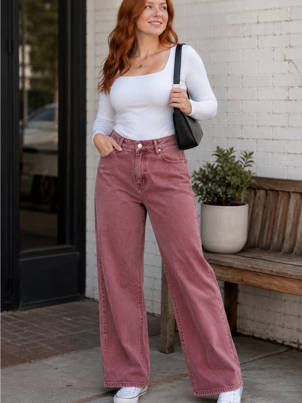 Kancan Wide Leg Jeans Women’s Size 15/31 Mauve Dusty Rose High Rise Denim - Picture 9 of 9